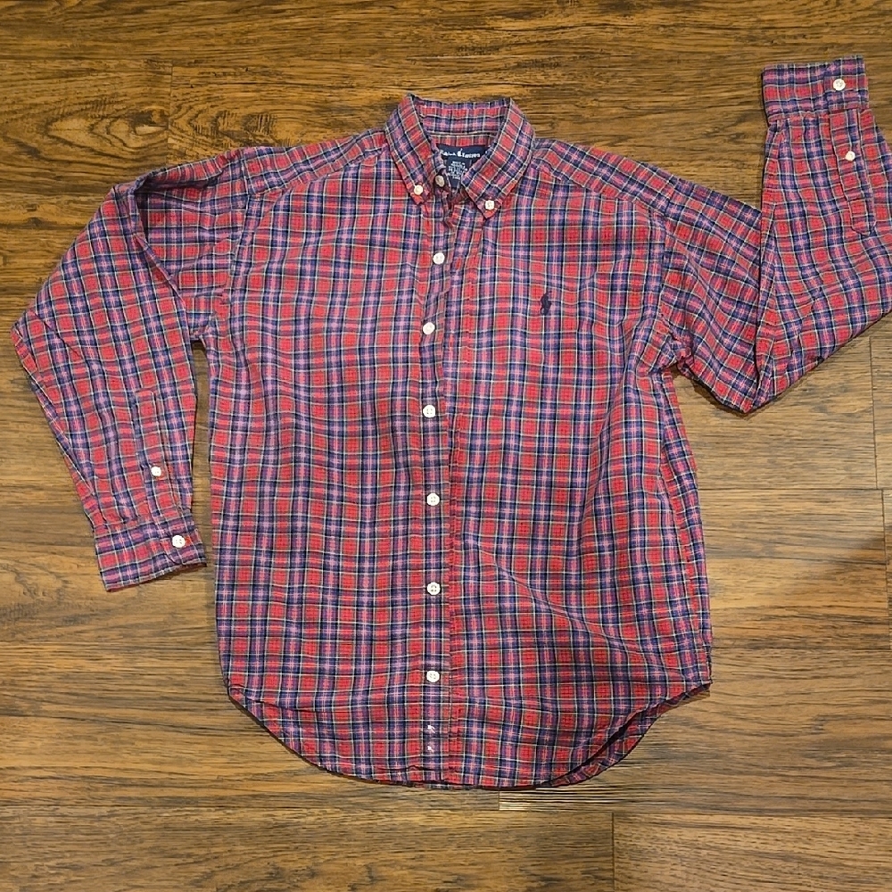 Ralph Lauren Red and Blue Casual Button Down Shirt